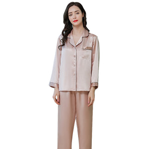 Wholesale Silk Pajamas Women's Summer Long Sleeve Two-Piece Set 100% Silk Couples Home Furnishing Silk Women's Suit Autumn