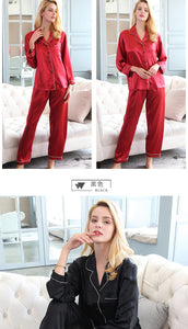 Wholesale Silk Pajamas Women's Summer Long Sleeve Two-Piece Set 100% Silk Couples Home Furnishing Silk Women's Suit Autumn