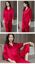 Heavy silk pajamas women's summer solid-colored long-sleeved trousers mulberry silk loose house dress two-piece set spring and autumn