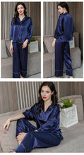 Heavy silk pajamas women's summer solid-colored long-sleeved trousers mulberry silk loose house dress two-piece set spring and autumn