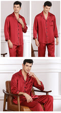 Heavy silk pajamas suit for men in spring and summer 100% silkworm silk long sleeve two-piece silk home suit autumn and winte