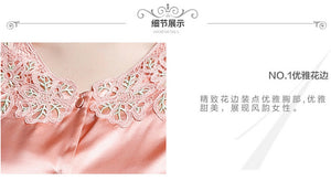 Spring and autumn 100% silk pajamas women's summer two piece set of silk lace home clothes silk long sleeve split suit