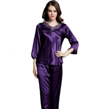 Silk pajamas women's summer 100% Silk leisure Long Sleeve Silk two piece household suit t77146